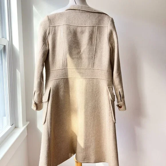 Vintage tan herringbone wool coat size xs - Picture 8 of 12
